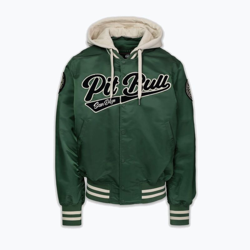 Herrenjacke Pitbull Mason San Diego Baseball Hooded bottle green/beige 4
