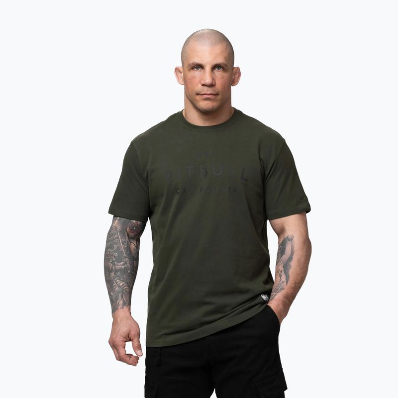 Herren-Shirt Pitbull USA CAL Big Logo old green