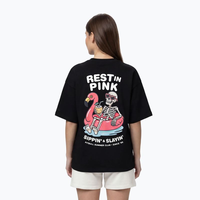 Damen-T-Shirt Pitbull Rest In Pink Oversize black 3