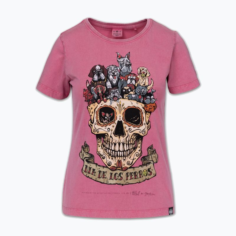 Damen-T-Shirt Pitbull Dia De Los Perros washed pink 3