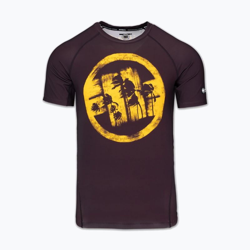 Herren-Shirt Pitbull Rashguard Logo Palms brown 3