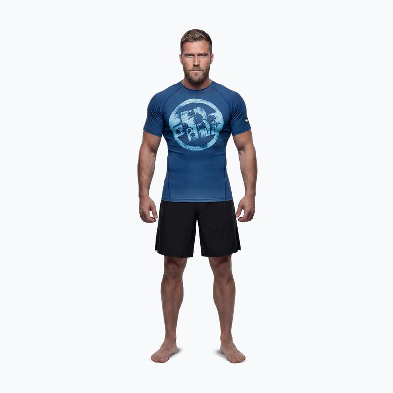 Herren-Shirt Pitbull Rashguard Logo Palms blue 2