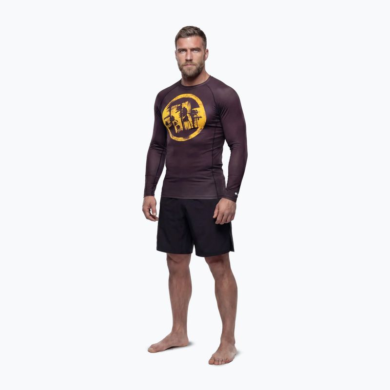 Rashguard Langarmshirt für Herren Pitbull Rashguard Logo Palms brown 2