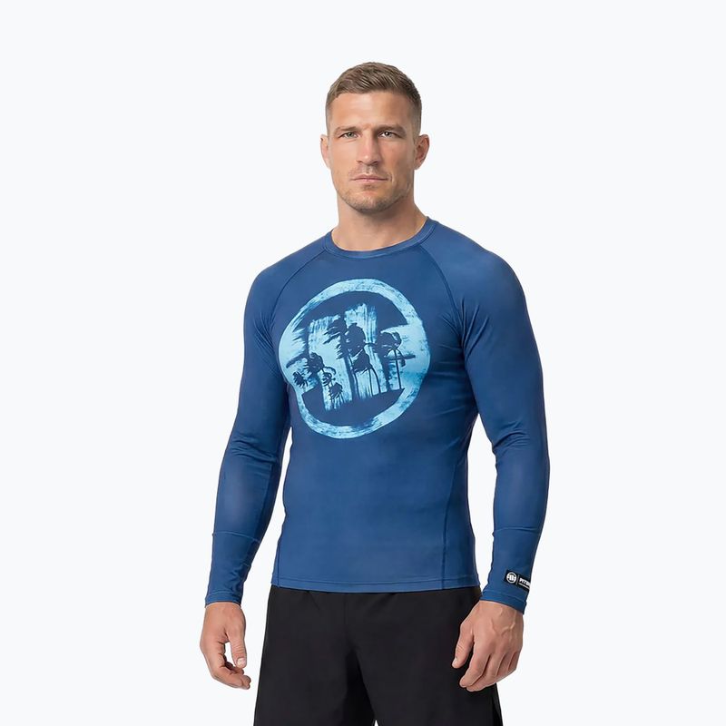 Rashguard Langarmshirt für Herren Pitbull Rashguard Logo Palms blue