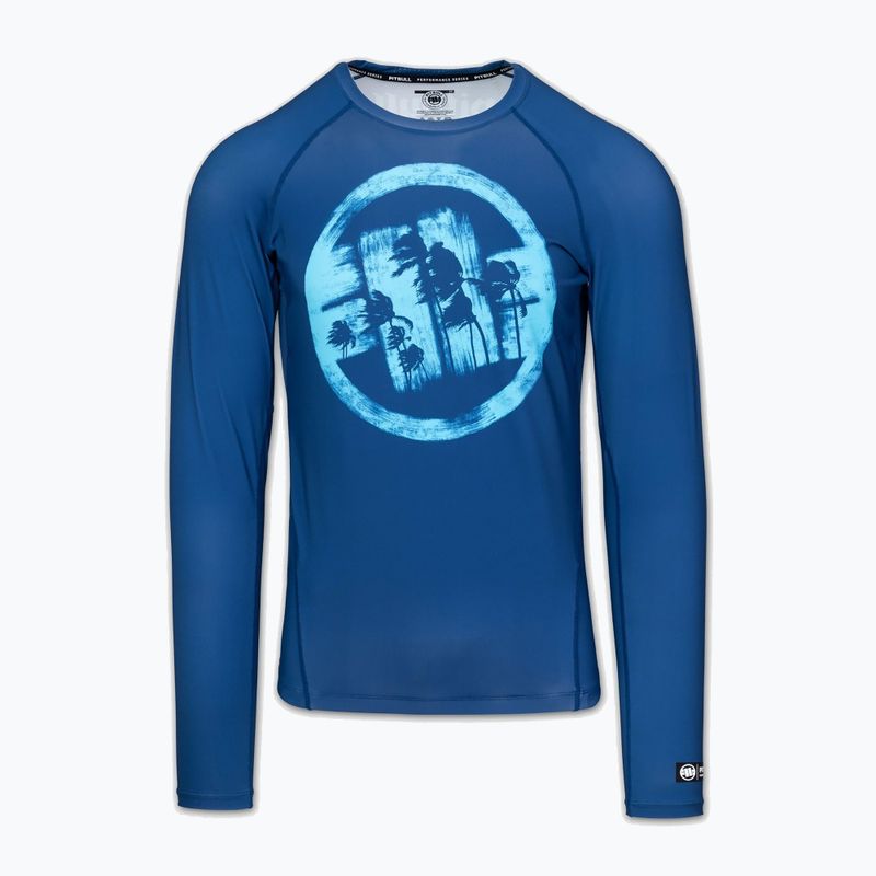 Rashguard Langarmshirt für Herren Pitbull Rashguard Logo Palms blue 3