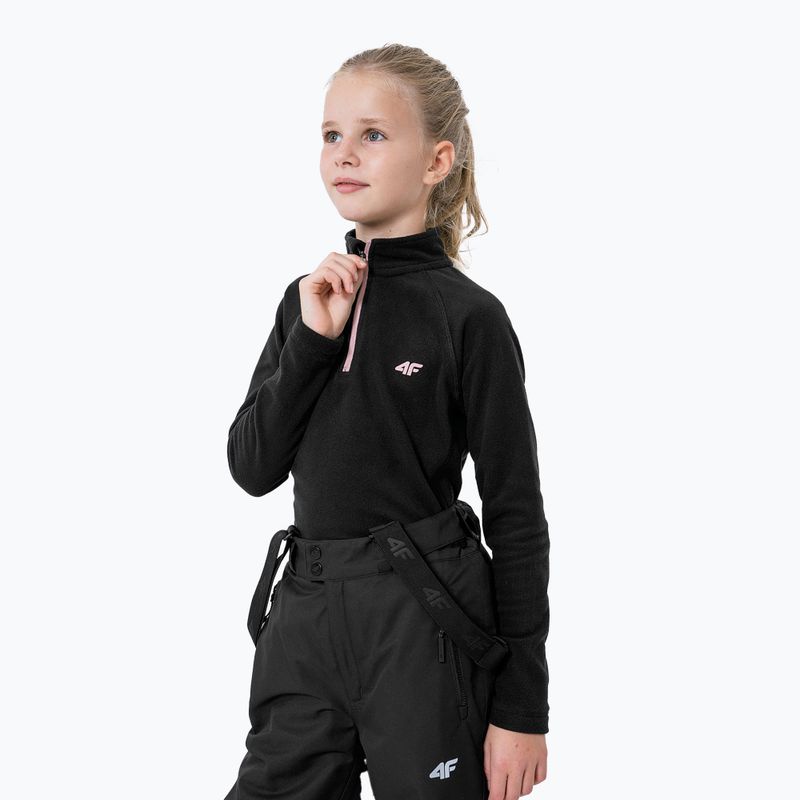 Kinder-Ski-Sweatshirt 4F JBIDP001 Fleece schwarz HJZ22-JBIDP001