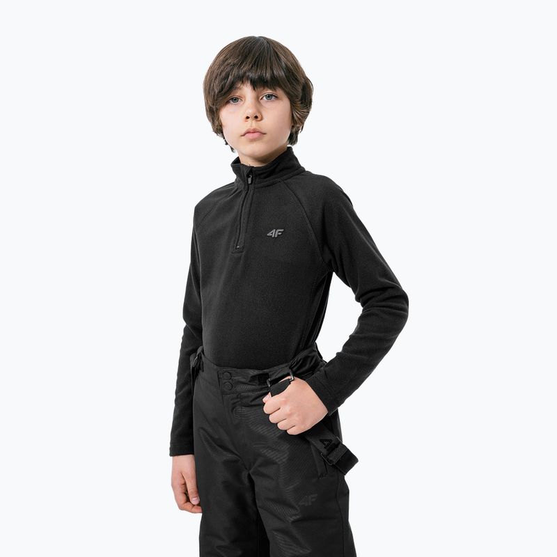 Kinder-Ski-Sweatshirt 4F JBIMP001 Fleece schwarz HJZ22-JBIMP001