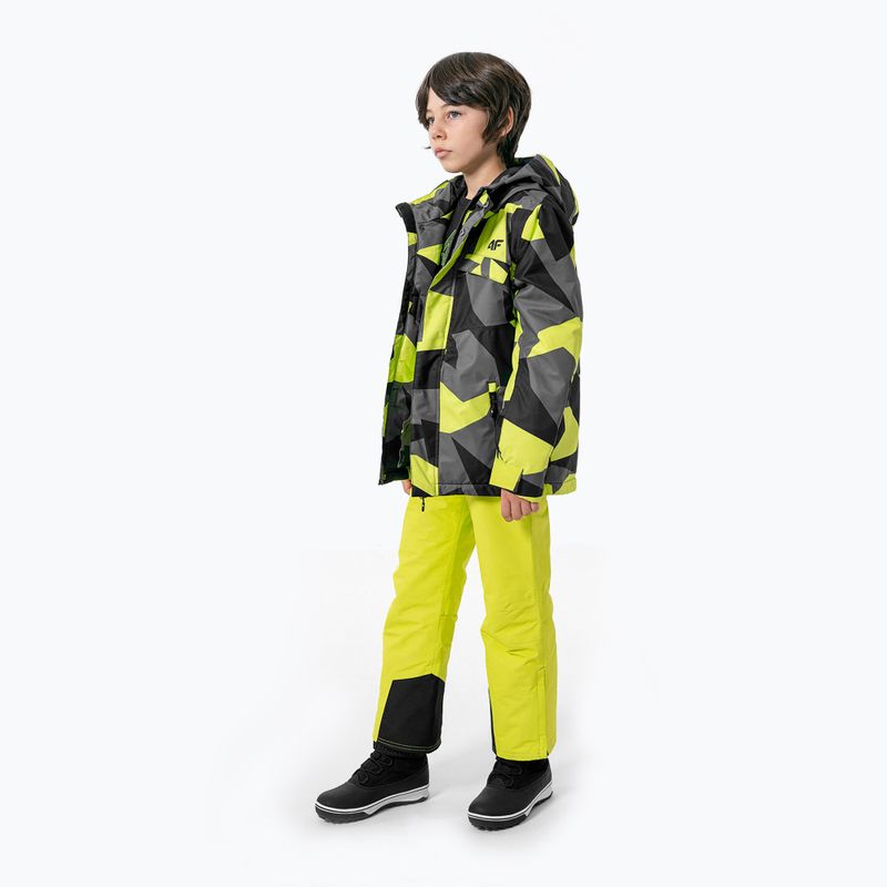 Kinder-Skijacke 4F schwarz-gelb HJZ22-JKUMN002 2