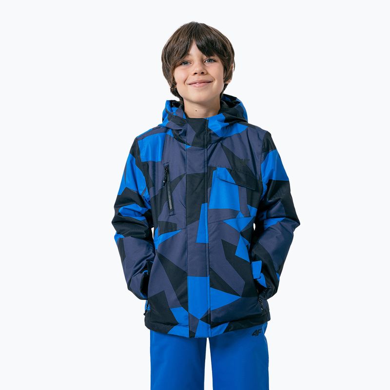 Kinder-Skijacke 4F schwarz-blau HJZ22-JKUMN002