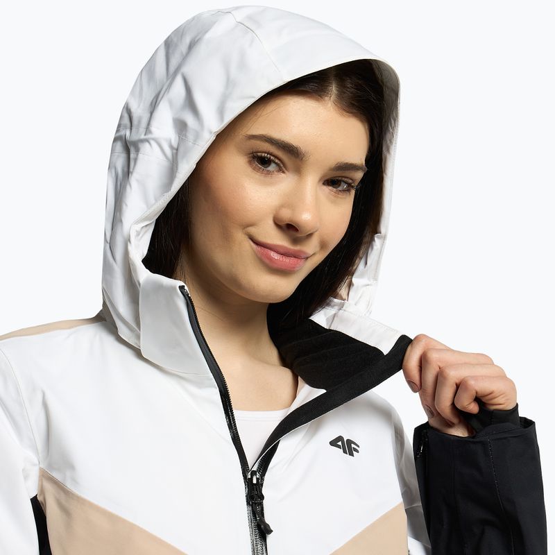 Damen Skijacke 4F weiß  beige und schwarz H4Z22-KUDN008 4