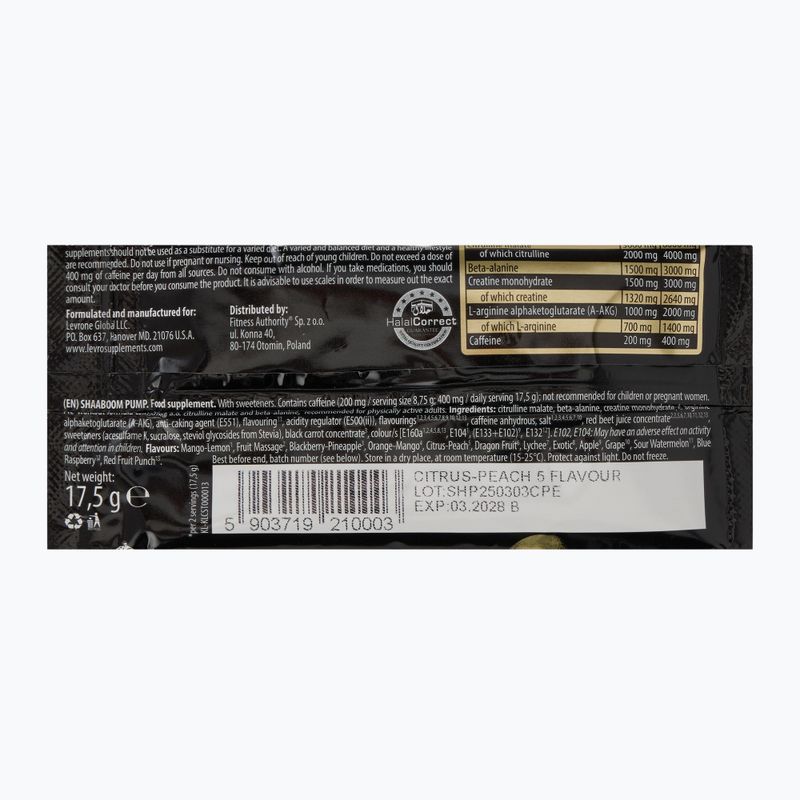 Fitness Authority Pre-Workout Shaaboom Pump 17,5 g Zitrus/Pfirsich 2