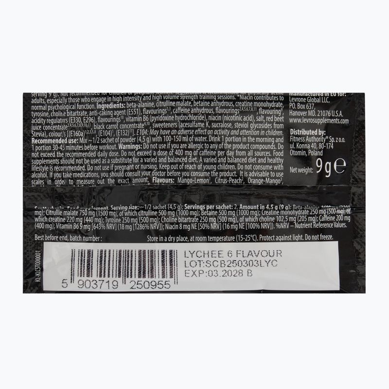 Fitness Authority Levrone Scatterbrain Pre-Workout 9g Lychee 2
