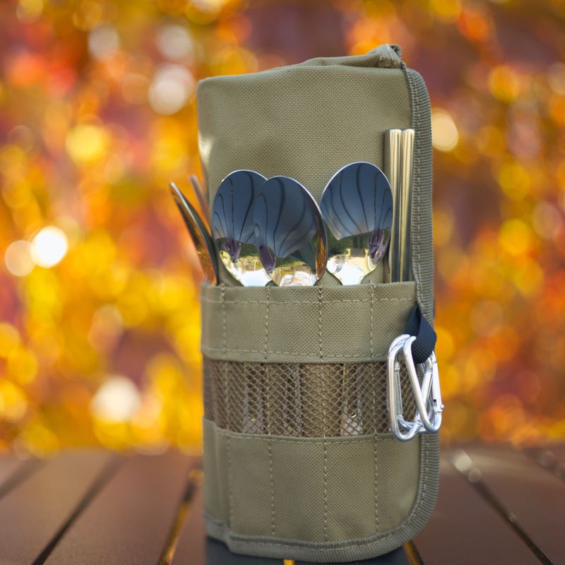 Besteckset OFFLANDER Camping Cutlery Set with Case green 10