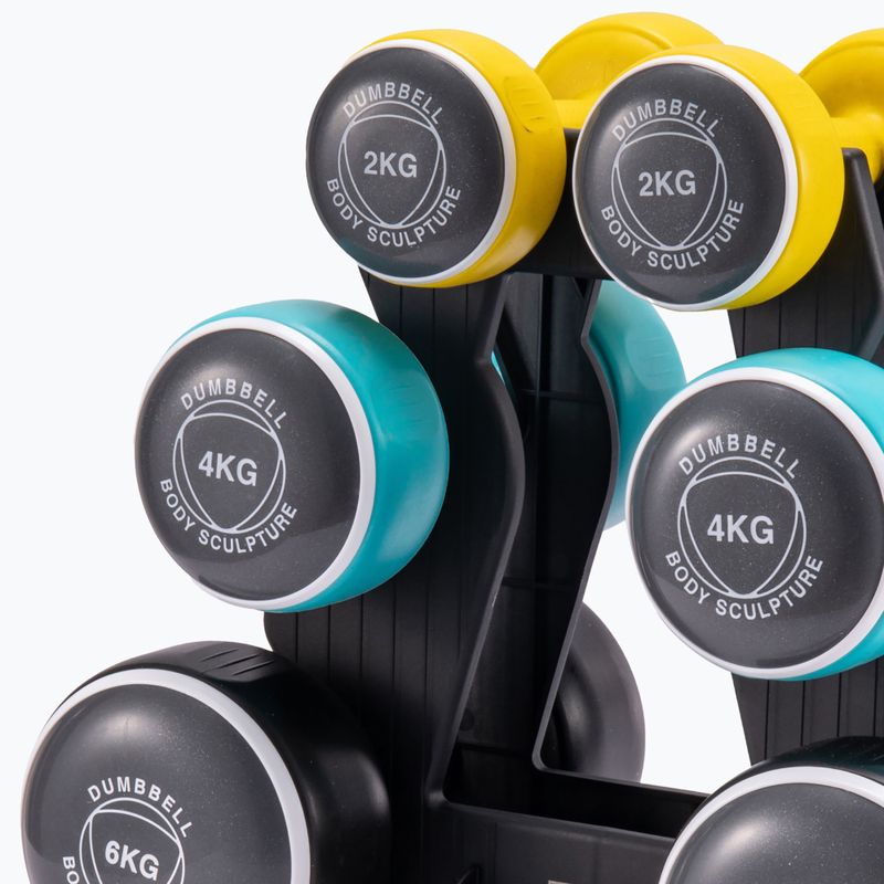 Kurzhantel-Set mit Ständer Body Sculpture Smart Bw 108Dt 24 kg yellow/blue/black 2