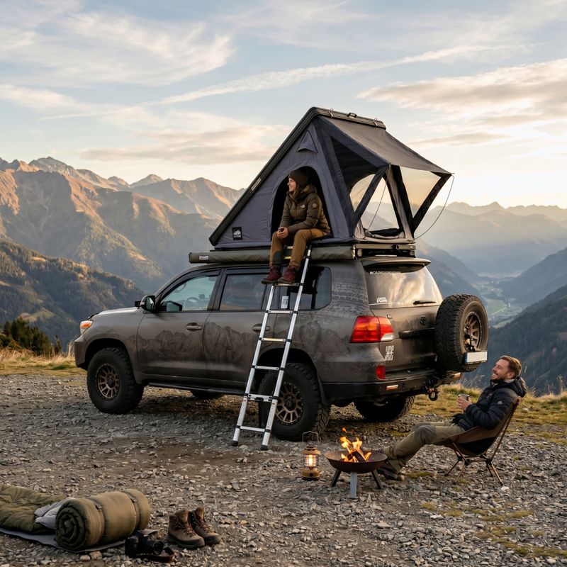 Dachzelt für 2 Personen OFFLANDER Triangle Slim Wolf black 10