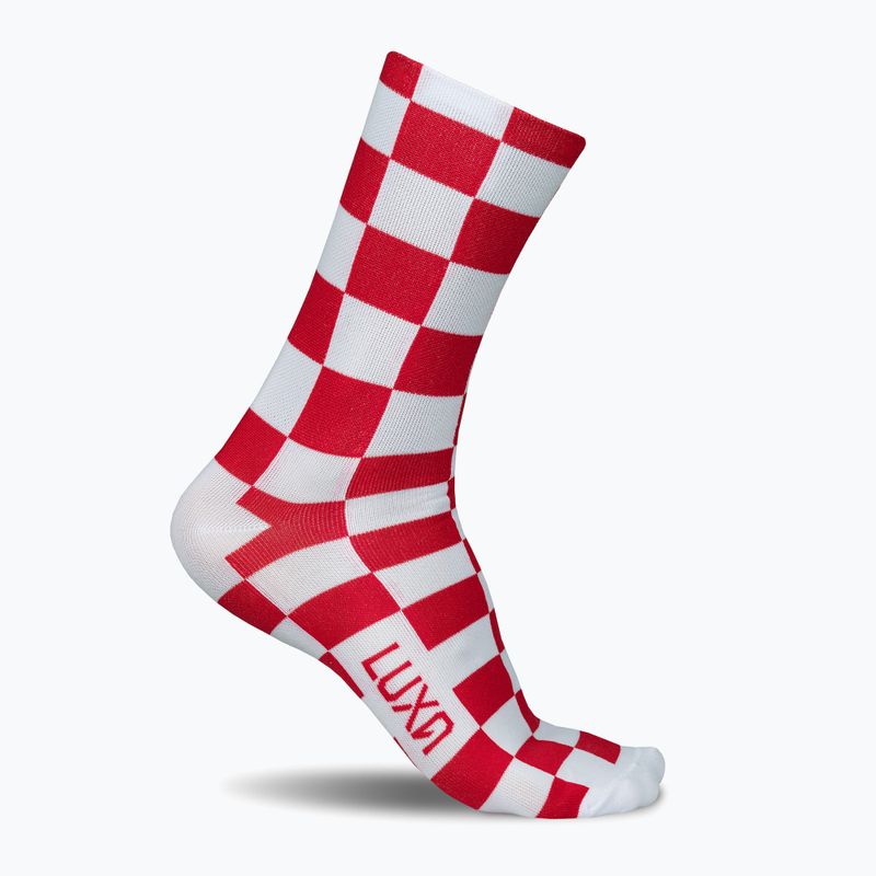 LUXA Squares Fahrradsocken rot und weiß LUAMSSQRS