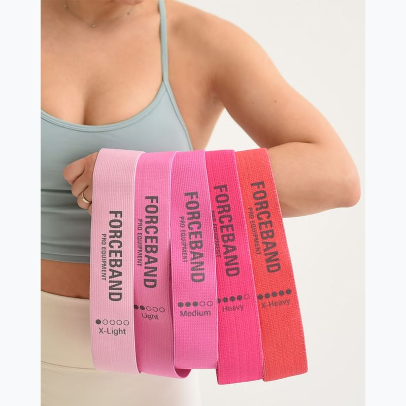 Satz Trainingsbänder FORCEBAND Mini Band 5 szt. + E-BOOK pink 5