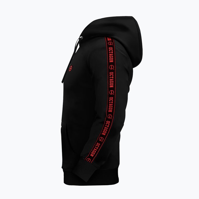 Herrenpullover Octagon Stripe Hoodie black/red 3