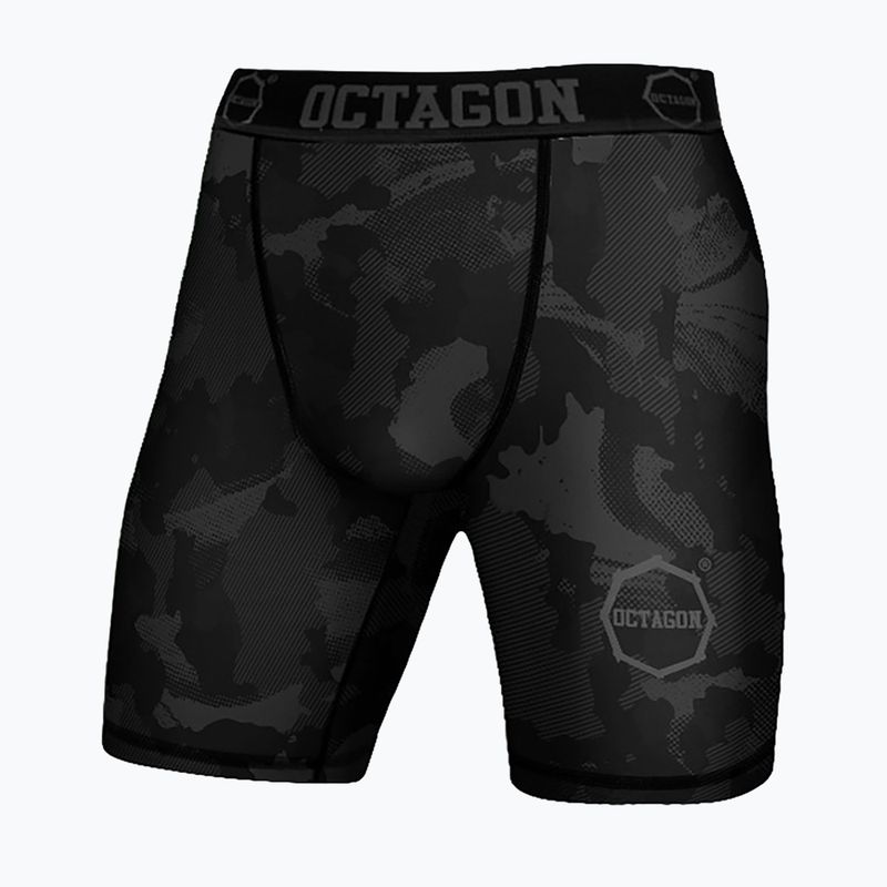 Herren Kompressionsshorts Octagon Camo Night schwarz