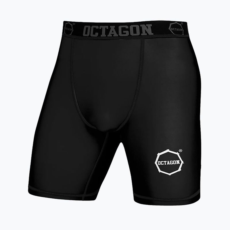 Herren-Kompressionsshorts Octagon Logo schwarz/weiss