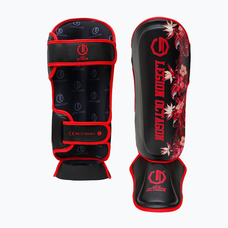 Schienbeinprotektoren Octagon Legion Flower black/red 2
