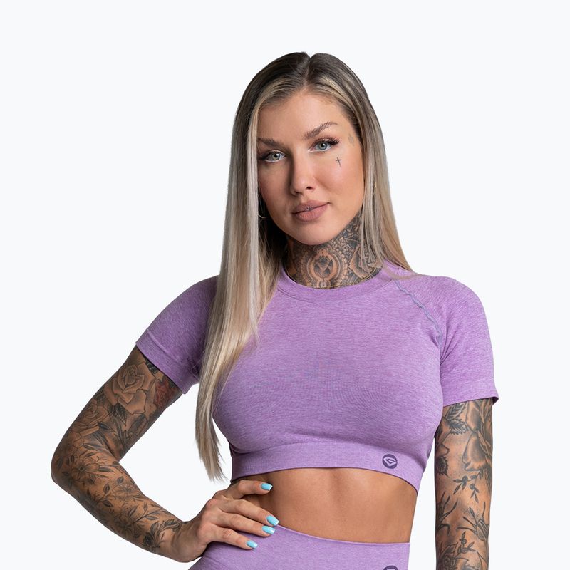 Damen Trainings-T-Shirt Gym Glamour Seamless Rashguard fliederfarben