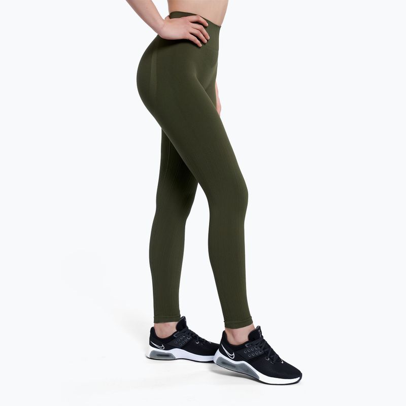 Training-Leggings Damen Gym Glamour push up dunkelgrün 399 3