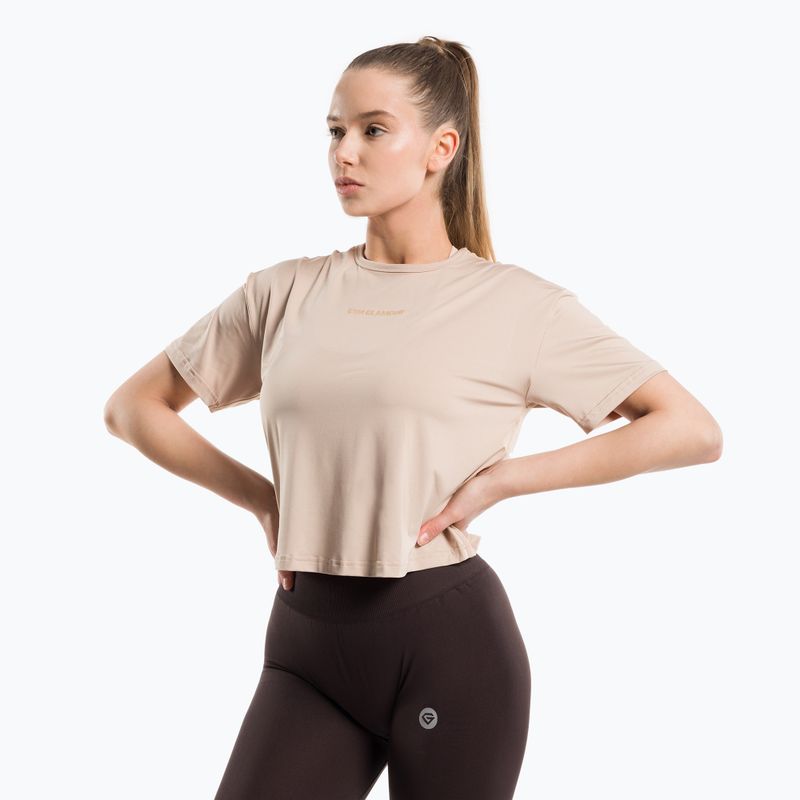 Damen Trainings-T-Shirt Gym Glamour Sport Beige 427