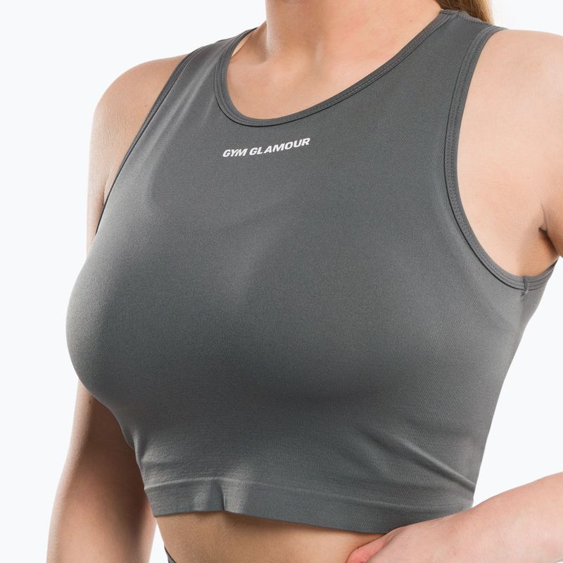 Damen-Workout-Top Gym Glamour Tied Silber Grau 444 4