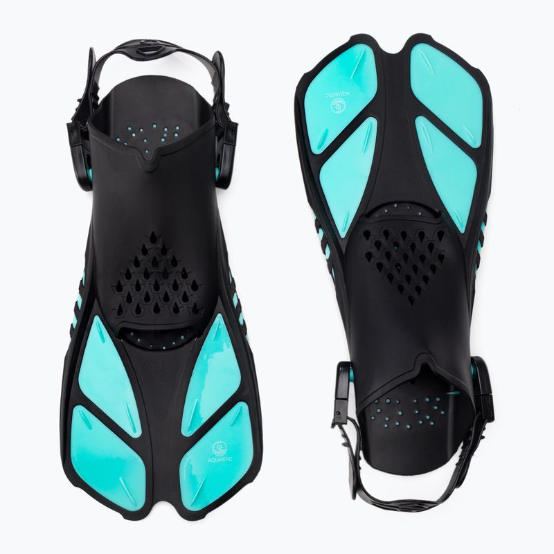 AQUASTIC Schnorchelset Maske + Flossen + Schnorchel blau MSFA-01SN 3