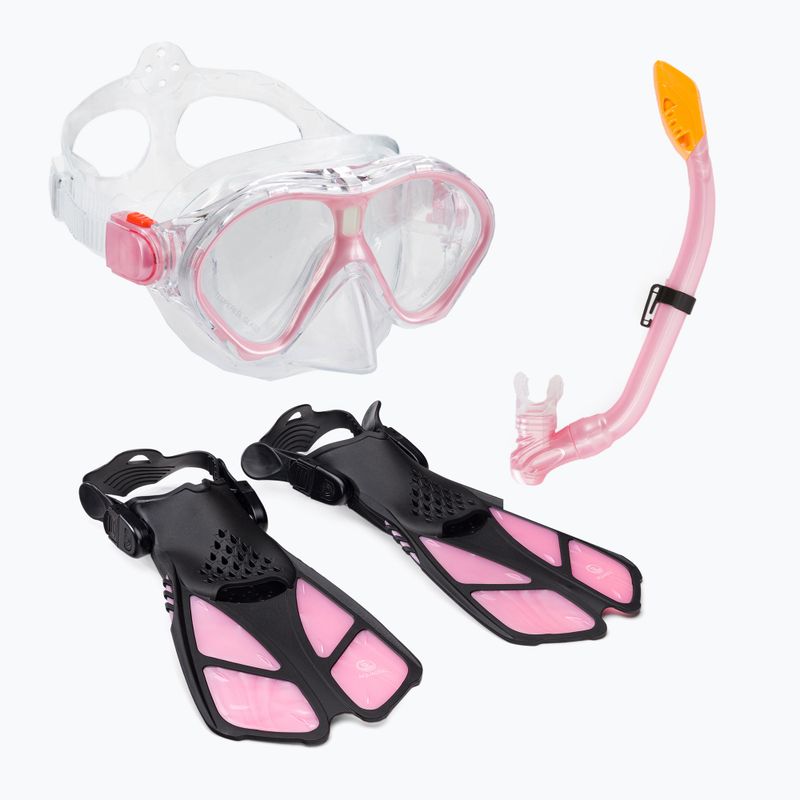 Kinderschnorchelset AQUASTIC Maske + Flossen + Schnorchel rosa MSFK-01SR