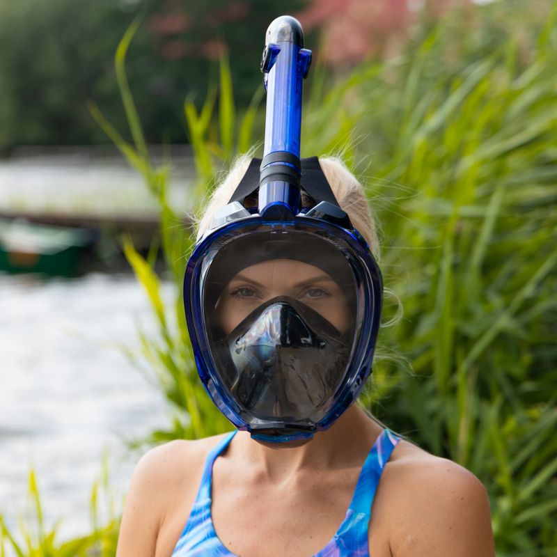 AQUASTIC Schnorchelset Vollgesichtsmaske + Flossen blau SMFA-01SN 16