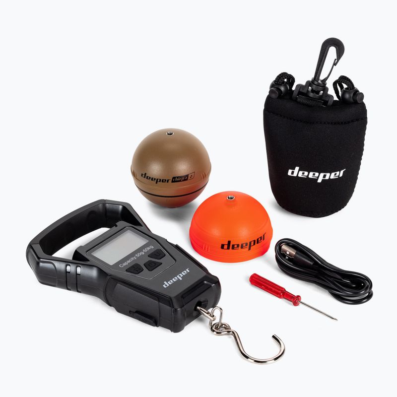 Deeper Smart Sonar Chirp+ 2.0 Angelsonar mit Waage braun DP4H10S10+Gewicht