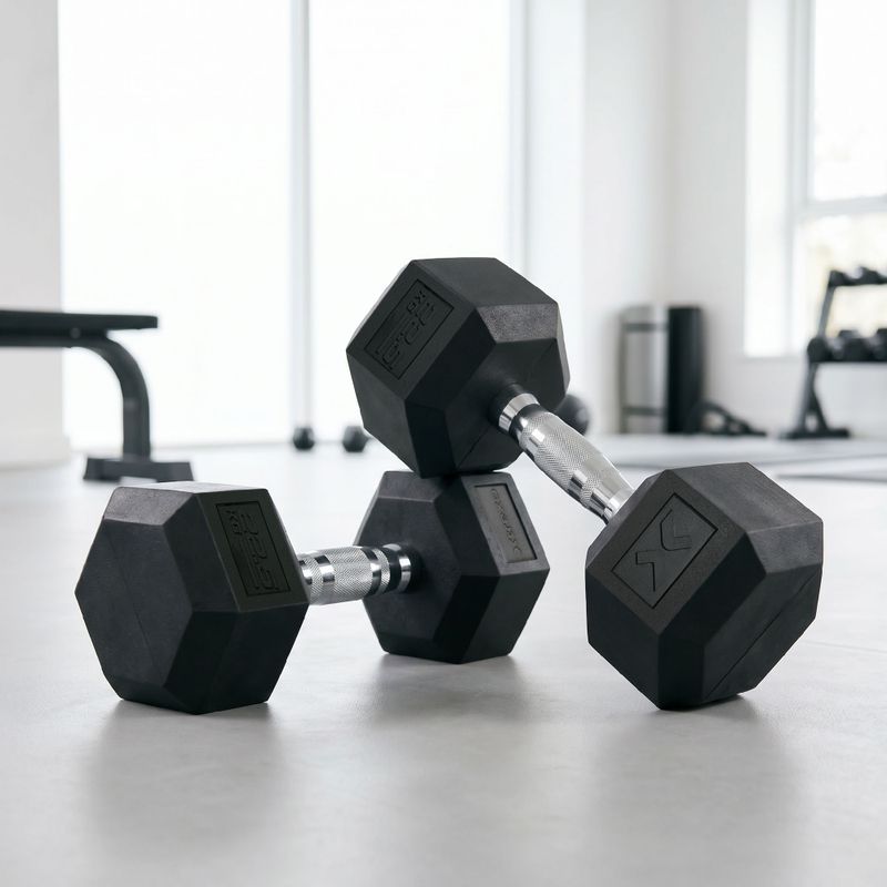XTREXO Hex 22,5 kg gummierte Kurzhanteln 3