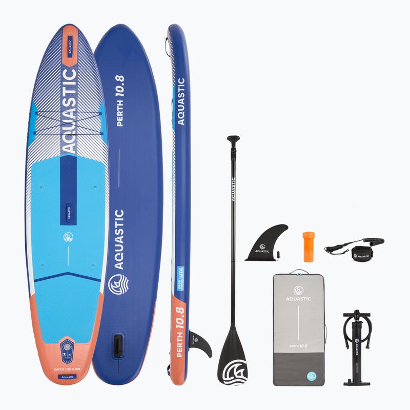 Set Paddleboard SUP aufblasbar AQUASTIC Perth 10'8" all-round blue