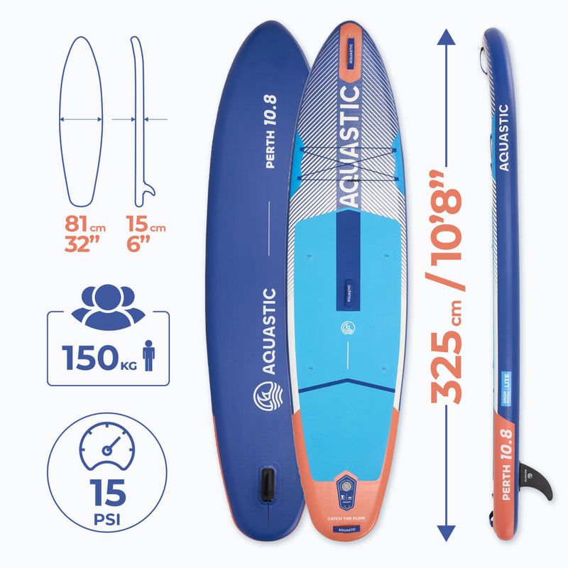 Set Paddleboard SUP aufblasbar AQUASTIC Perth 10'8" all-round blue 16