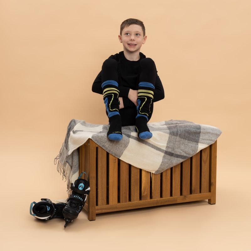 Kinder-Skistrümpfe KADVA Woolan Jrb schwarz/blau 3