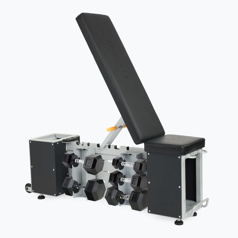 Set TREXO Hantelbank Storage + Hex-Hanteln schwarz