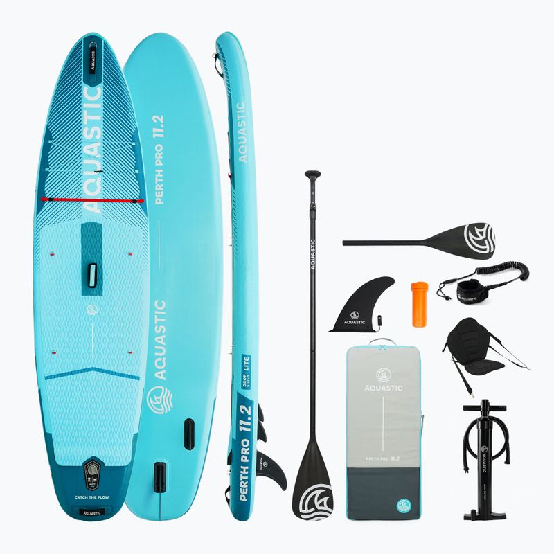Set Paddleboard SUP aufblasbar AQUASTIC Perth Pro 11'2" all-round green
