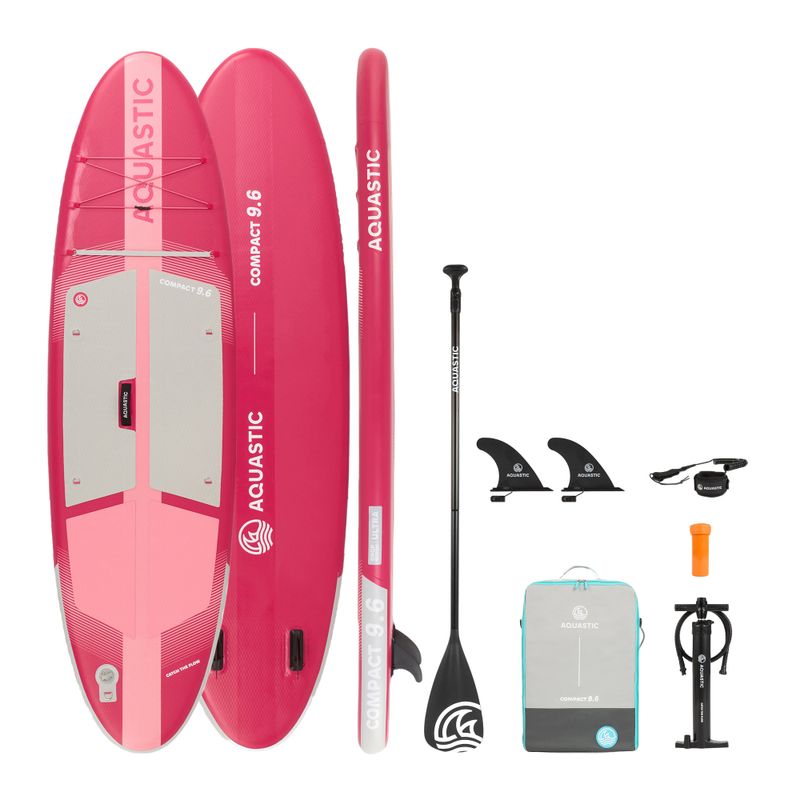 Set Paddleboard SUP aufblasbar AQUASTIC Compact 9'6" pink 21