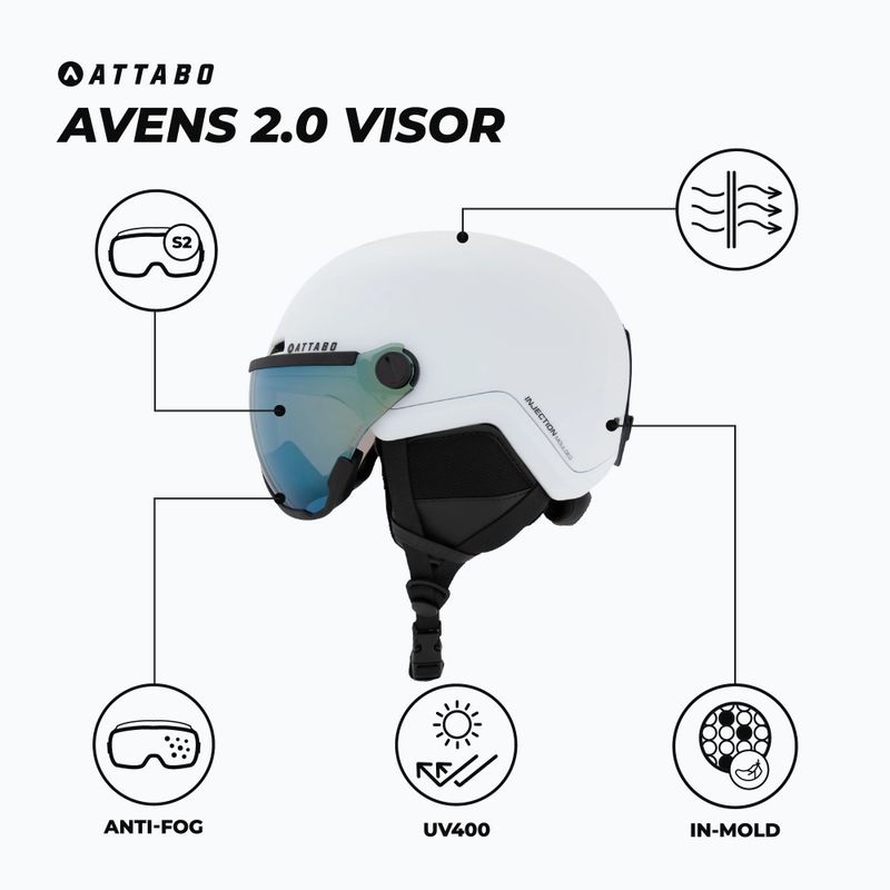 Skihelm ATTABO Avens 2.0 Visor white 2