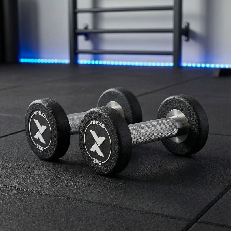 Gummierte Gusseisenhantel XTREXO Pro 2 kg black 3