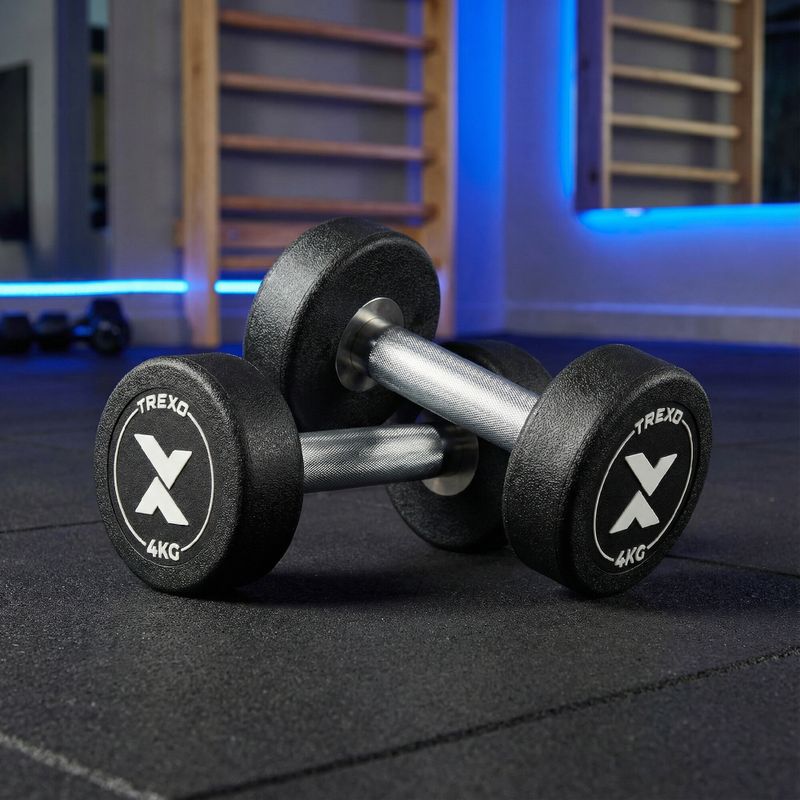 Gummierte Gusseisenhantel XTREXO Pro 4 kg black 3