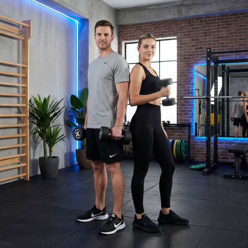 Gummierte Gusseisenhantel XTREXO Pro 12 kg black 5