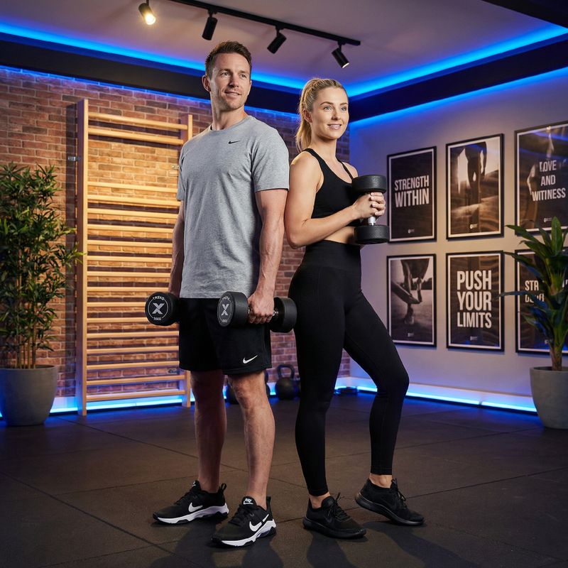 Gummierte Gusseisenhantel XTREXO Pro 16 kg black 5