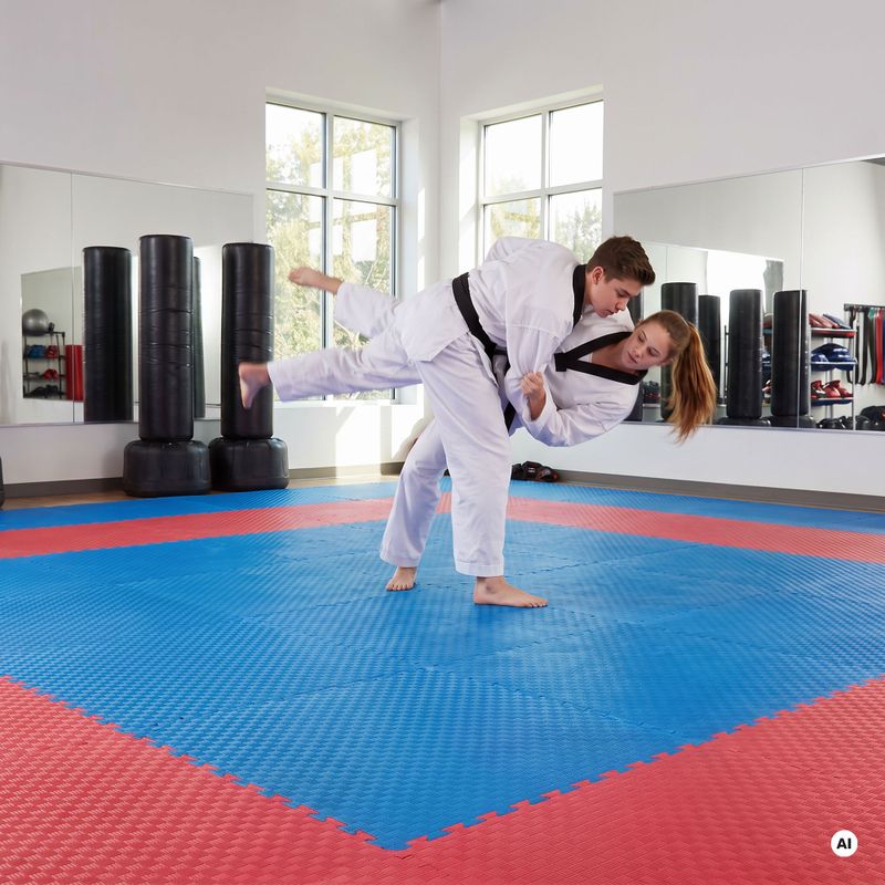 Matte HOOK FIGHTING x Jen Yau Puzzle-Tatami mit Zertifikat der World Taekwondo Federation blue 3