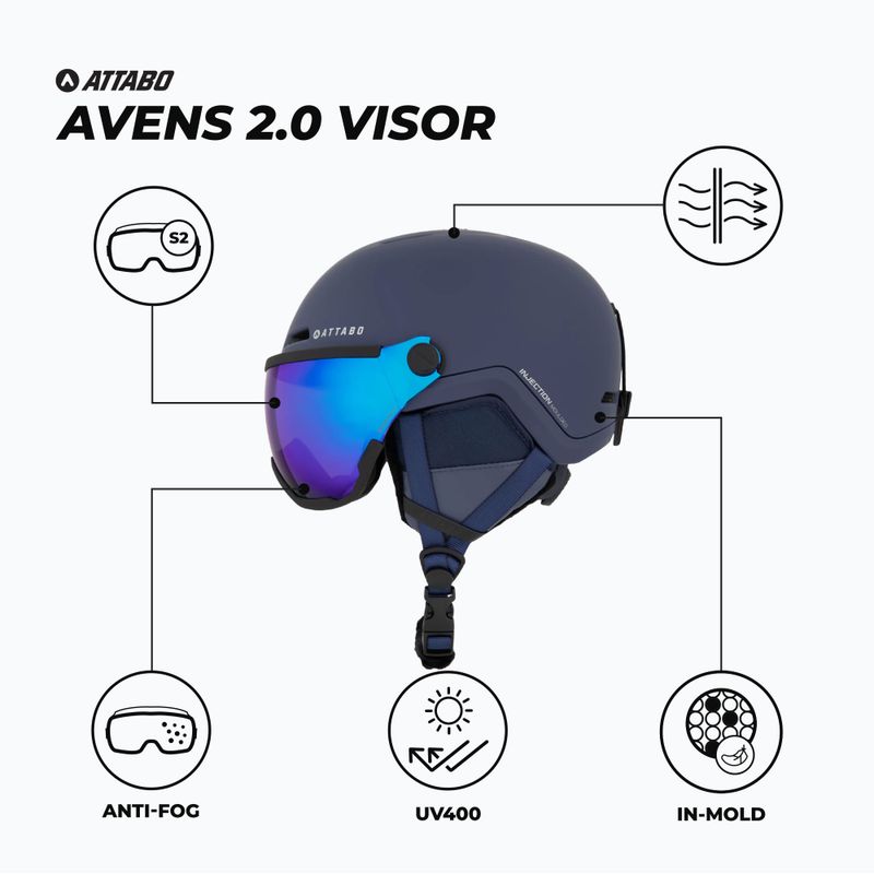 Kinder-Skihelm ATTABO Avens 2.0 Jr Visor dark blue 2