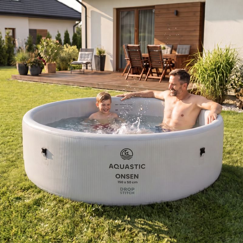 Aufblasbares Schwimmbecken AQUASTIC ONSEN Drop Stitch 700 l 150 cm grau 4