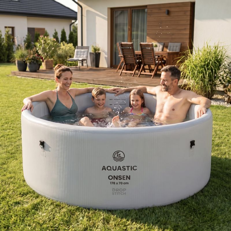 Aufblasbares Schwimmbecken AQUASTIC ONSEN Drop Stitch 1200 l 178 cm grau 3