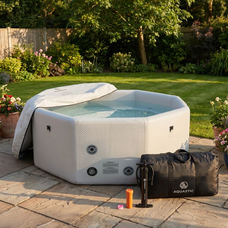 Aufblasbarer Pool AQUASTIC ONSEN drop stitch 1400 l 186 cm grau 19